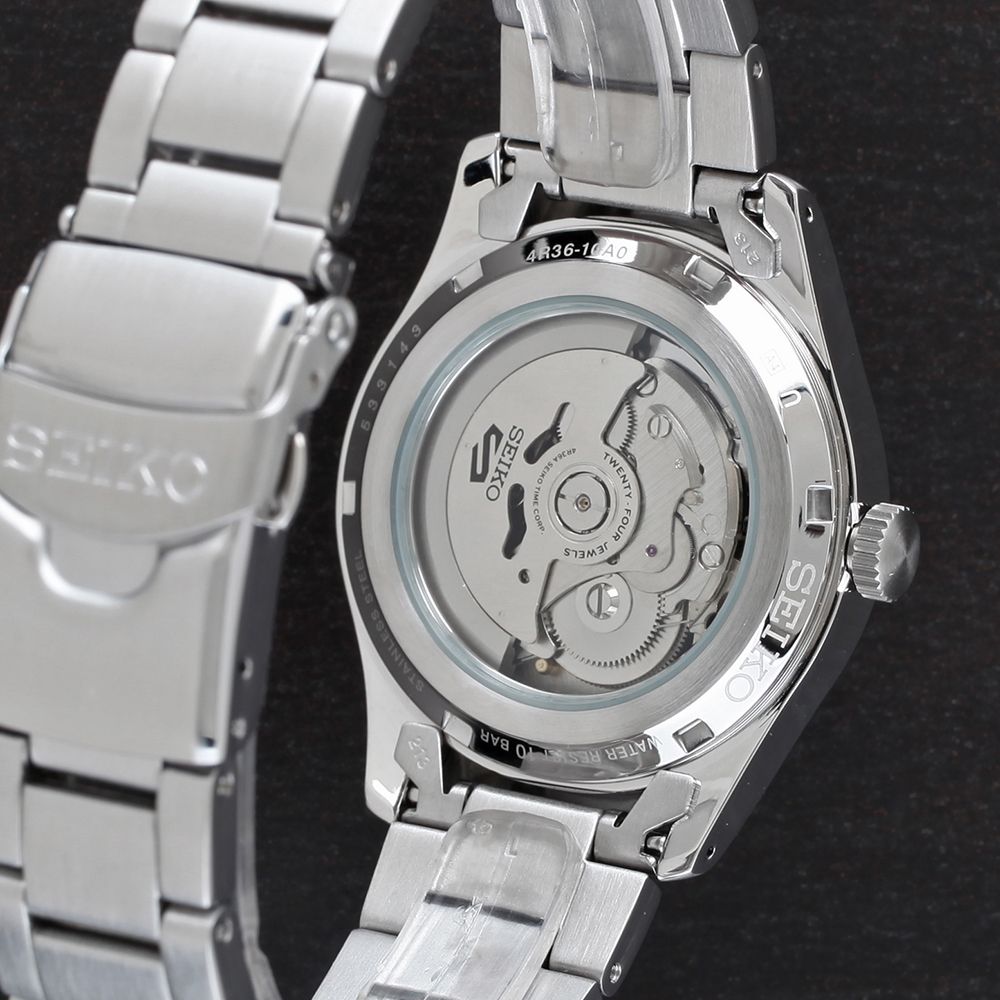 Orologio Uomo Seiko 5 Automatico Doppia Data Acciaio Quadrante Blu SRPG29K1